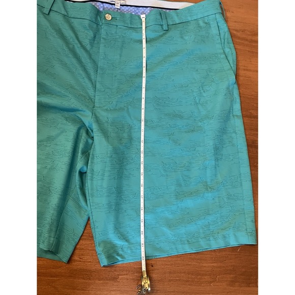Peter Millar Golf Shorts Size 46R - Aqua With Abstract Fishing Design - Picture 4 of 8